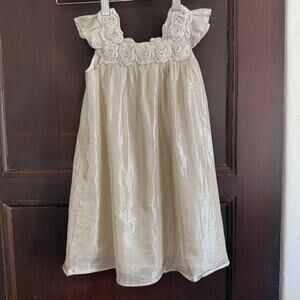 HALABALOO Silver Shimmery Rosette Girl's Party Dress | 4T